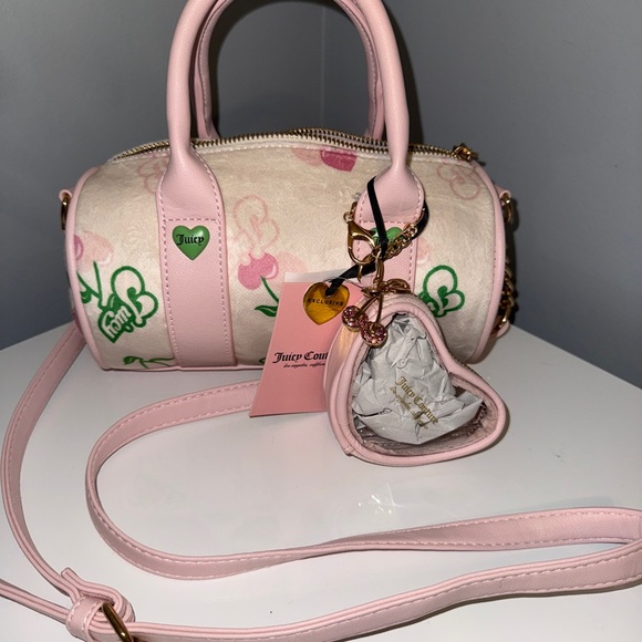 Juicy Couture Cherry Gelato Mini Barrel Bag Cream Pink Y2K Retro Crossbody - Picture 2 of 6